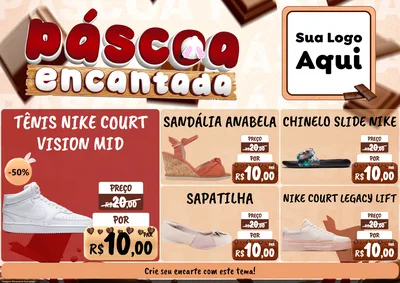 Modelo de Encarte para Encarte A4 Horizontal com o tema Páscoa Encantada para Calçados