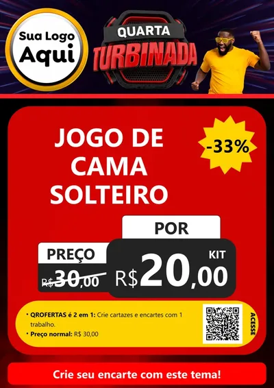 Modelo de Cartaz para Cartaz A4 Vertical com o tema Quarta Turbinada para Cama, Mesa e Banho