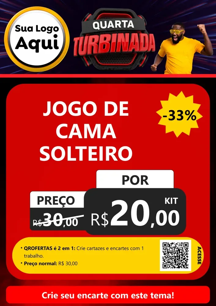Modelo de Cartaz para Cartaz A4 Vertical com o tema Quarta Turbinada para Cama, Mesa e Banho