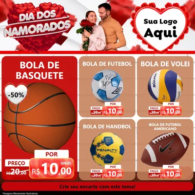 Modelo de Rede Social para Feed Facebook com o tema Dia dos Namorados para Artigos Esportivos
