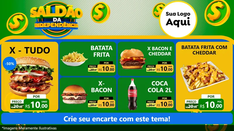 Modelo de TV para TV Horizontal com o tema Saldão da Indepêndencia para Hamburgueria