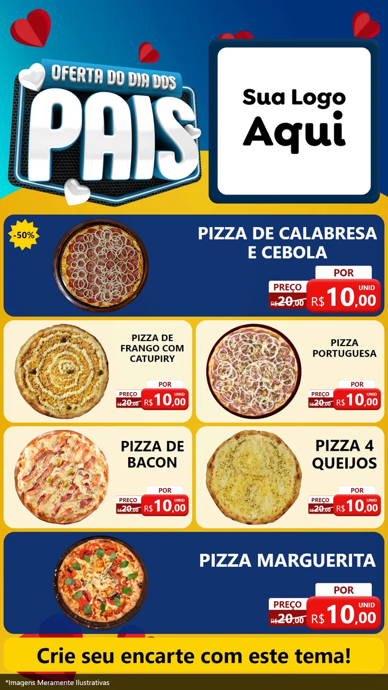 Modelo de TV para TV Vertical com o tema Oferta Do Dia Dos Pais para Pizzaria
