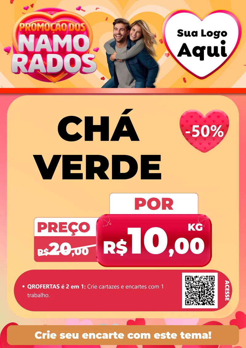 Modelo de Cartaz para Cartaz A4 Vertical com o tema Promoção dos Namorados para Produtos Naturais