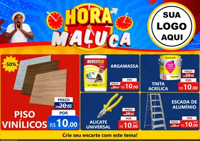 Modelo de Encarte para Encarte A4 Horizontal com o tema Hora Maluca para Material para Construção