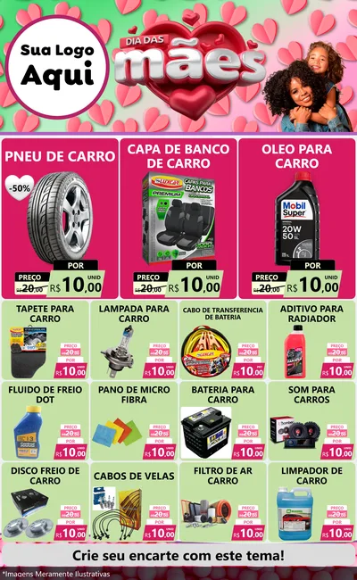 Modelo de Encarte para Encarte Grande com o tema Dia das Mães para Auto peças