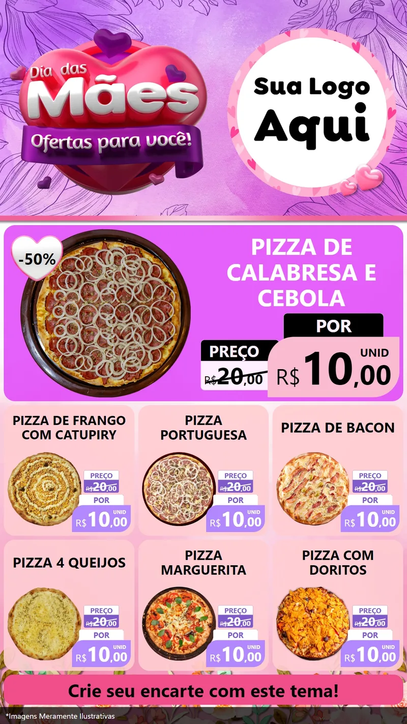Modelo de Rede Social para Stories com o tema Dia das Mães Ofertas para Você! para Pizzaria