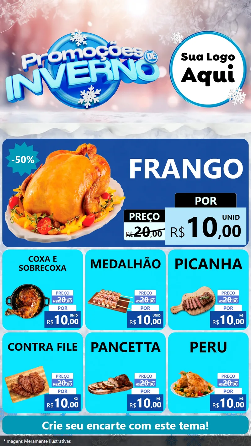 Modelo de Rede Social para Stories com o tema Promoções de Inverno para Assados