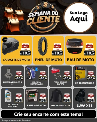 Modelo de Rede Social para Feed Instagram com o tema Semana do Cliente para Moto peças