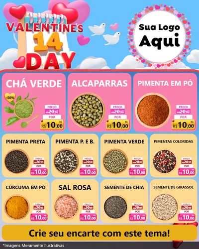 Modelo de Rede Social para Feed Instagram com o tema Valentine's Day para Produtos Naturais