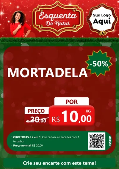 Modelo de Cartaz para Cartaz A4 Vertical com o tema Esquenta de Natal para Frios e Laticínios