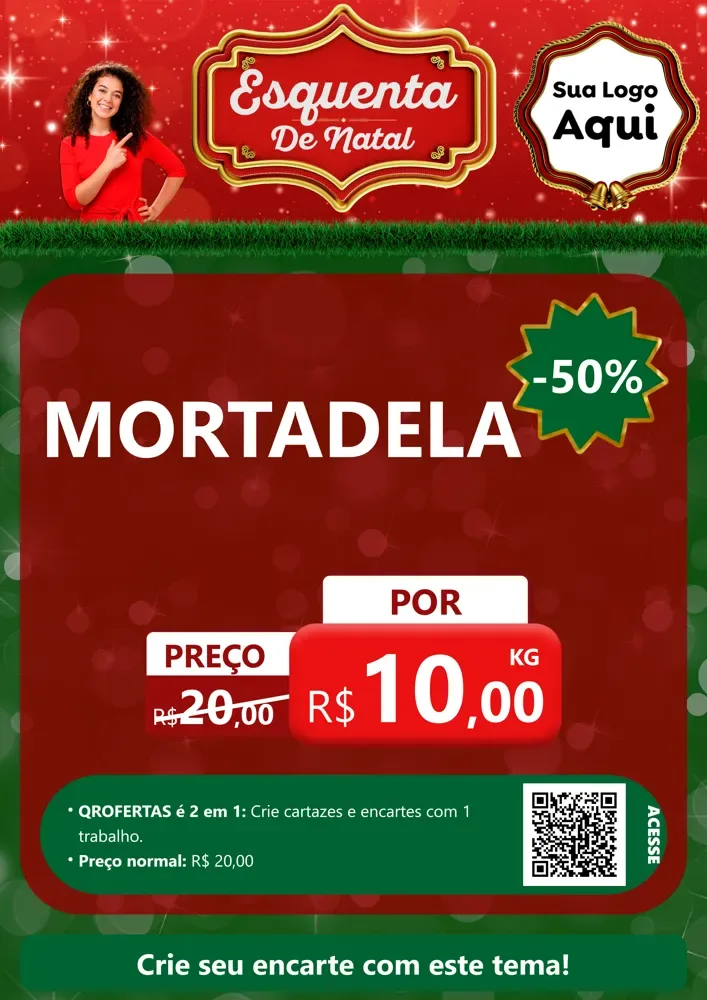 Modelo de Cartaz para Cartaz A4 Vertical com o tema Esquenta de Natal para Frios e Laticínios
