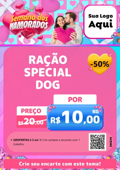 Modelo de Cartaz para Cartaz A4 Vertical com o tema Semana dos Namorados para Pet Shop