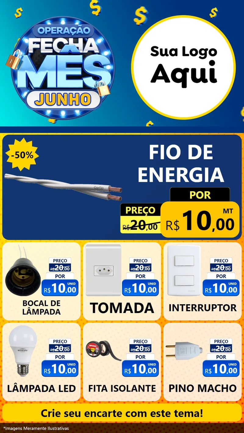 Modelo de Rede Social para Stories com o tema Operação Fecha Mês, Junho para Materiais Elétricos