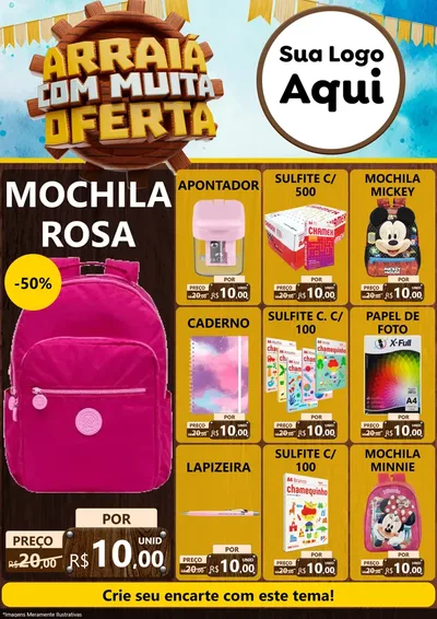 Modelo de Encarte para Encarte A4 Vertical com o tema Ofertas de São João - Junina para Papelaria
