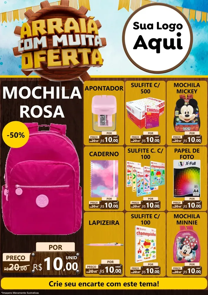 Modelo de Encarte para Encarte A4 Vertical com o tema Ofertas de São João - Junina para Papelaria