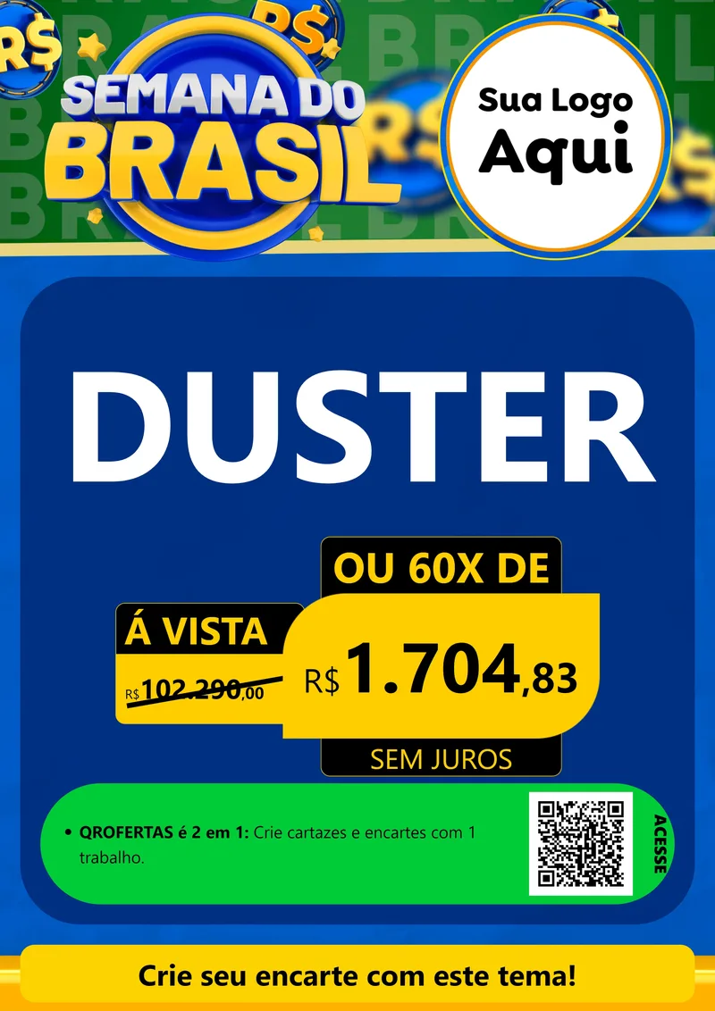 Modelo de Cartaz para Cartaz A4 Vertical com o tema Semana Do Brasil para Concessionaria de Carros