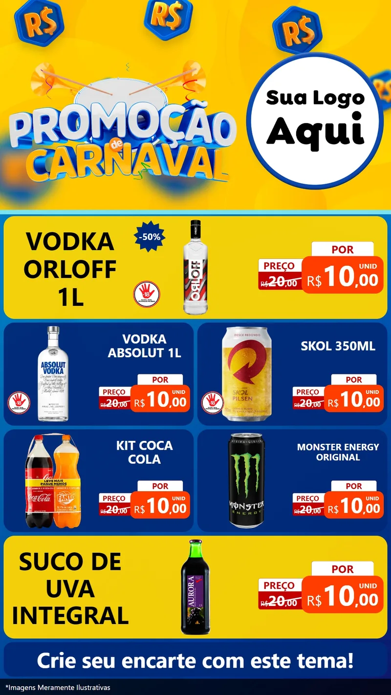 Modelo de TV para TV Vertical com o tema Promoção de Carnaval para Distribuidora de bebidas