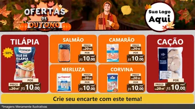 Modelo de TV para TV Horizontal com o tema Ofertas de Outono para Peixaria