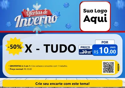 Modelo de Cartaz para Cartaz A4 Horizontal com o tema Ofertas de Inverno para Hamburgueria