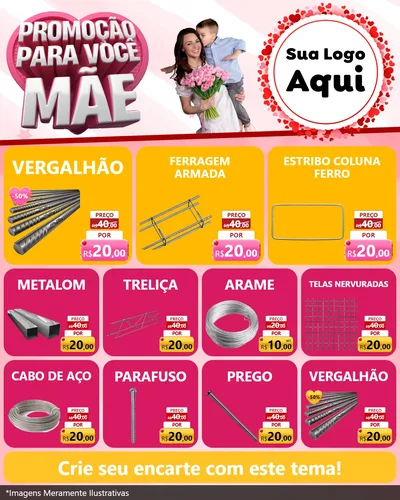 Modelo de Rede Social para Feed Instagram com o tema Promoção Para Você Mãe para Ferragens