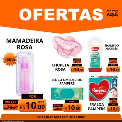 Modelo de Rede Social para Feed Facebook com o tema Ofertas Laranja Cartaz para Bebês