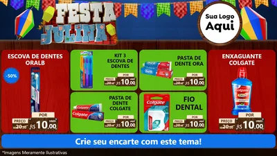 Modelo de TV para TV Horizontal com o tema Festa Julina para Higiene Pessoal