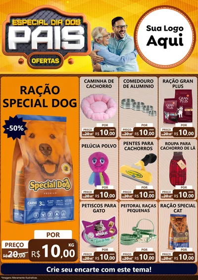 Modelo de Encarte para Encarte A4 Vertical com o tema Especial Dia dos Pais para Pet Shop