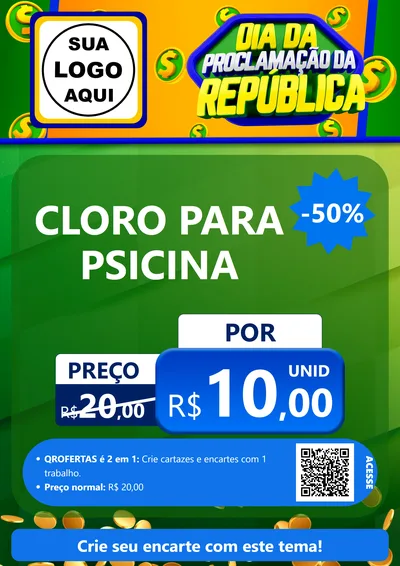 Modelo de Cartaz para Cartaz A4 Vertical com o tema Dia Da Proclamação da República para Produtos para Piscina