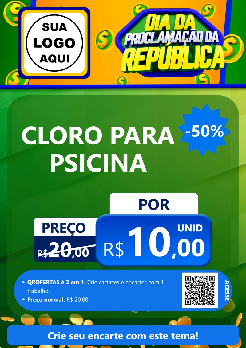 Modelo de Cartaz para Cartaz A4 Vertical com o tema Dia Da Proclamação da República para Produtos para Piscina
