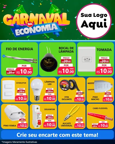 Modelo de Rede Social para Feed Instagram com o tema Carnaval da Economia para Materiais Elétricos