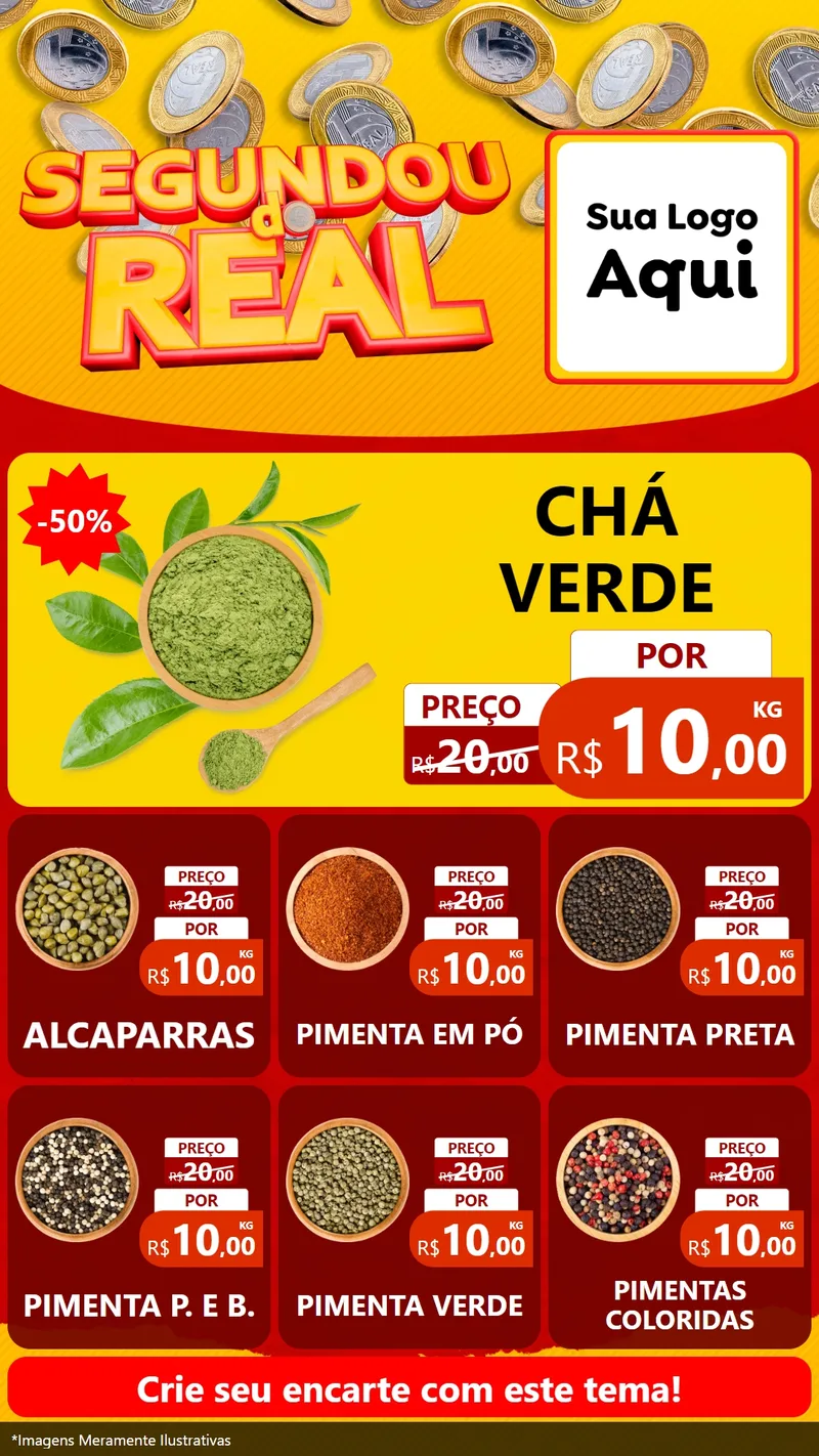 Modelo de Rede Social para Stories com o tema Segundou do Real para Produtos Naturais