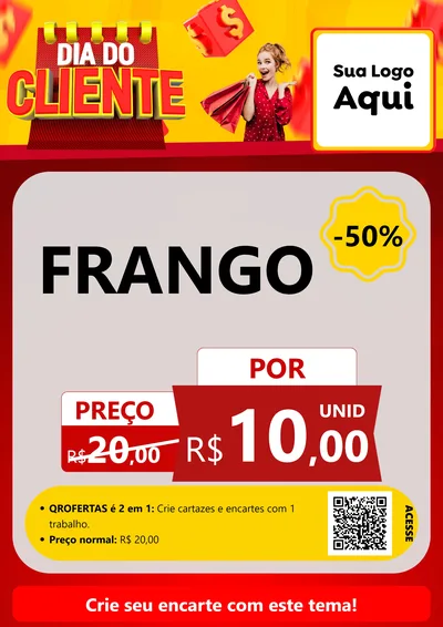 Modelo de Cartaz para Cartaz A4 Vertical com o tema Dia do Cliente para Assados