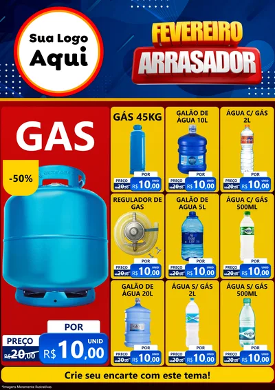 Modelo de Encarte para Encarte A4 Vertical com o tema Fevereiro Arrasador para Água e gás
