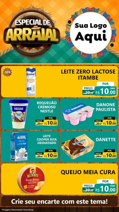 Modelo de TV para TV Vertical com o tema Especial De Arraial para Frios e Laticínios