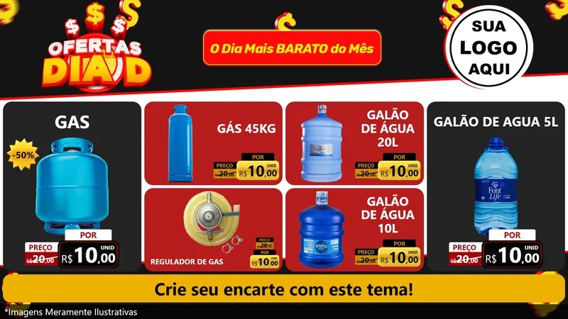 Modelo de TV para TV Horizontal com o tema Ofertas Dia D para Água e gás