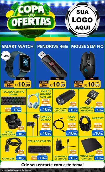 Modelo de Encarte para Encarte Grande com o tema Copa de Ofertas para Informática
