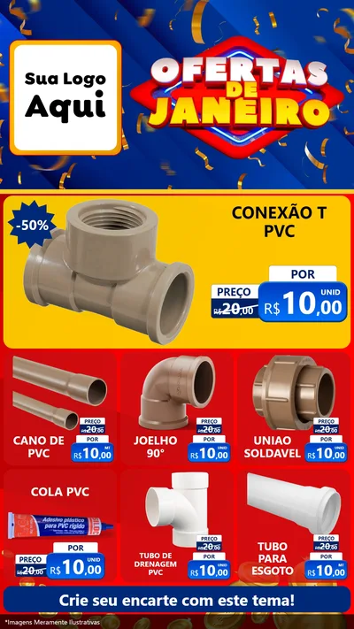 Modelo de Rede Social para Stories com o tema Ofertas de Janeiro para Tubos e conexões