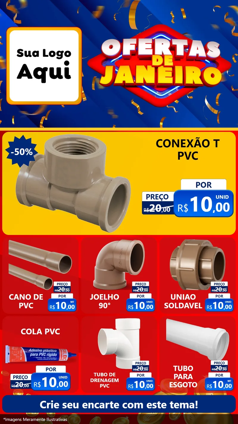 Modelo de Rede Social para Stories com o tema Ofertas de Janeiro para Tubos e conexões