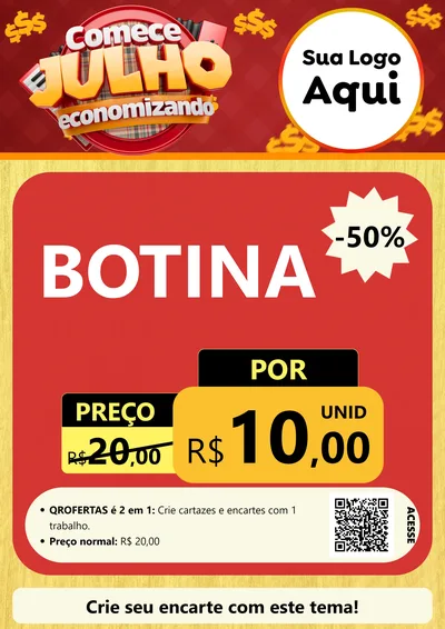 Modelo de Cartaz para Cartaz A4 Vertical com o tema Comece Julho Economizando para Agropecuária