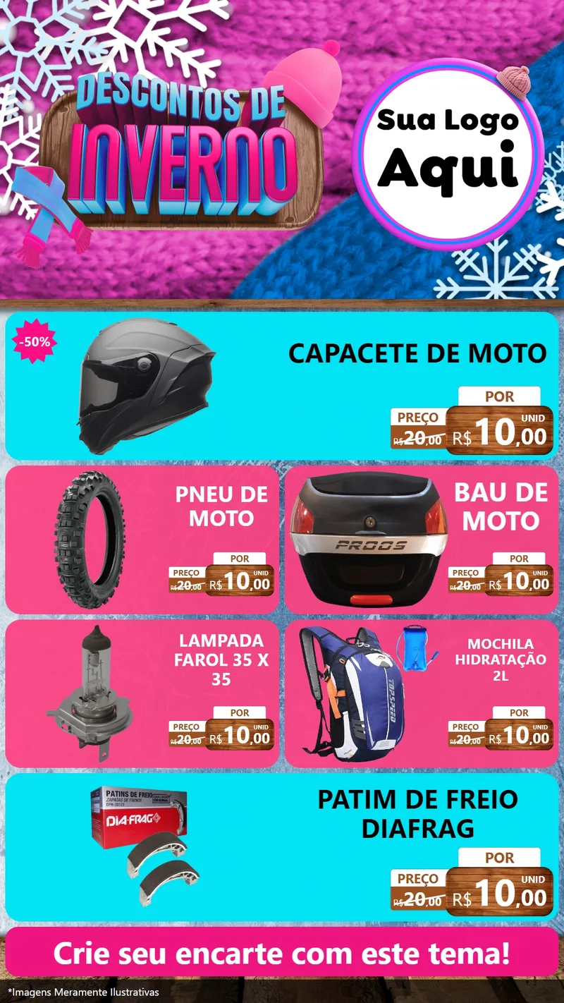 Modelo de TV para TV Vertical com o tema Descontos de Inverno para Moto peças