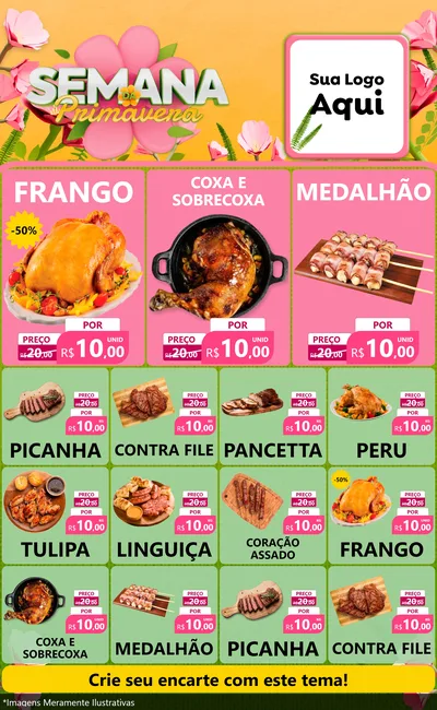 Modelo de Encarte para Encarte Grande com o tema Semana da Primavera para Assados
