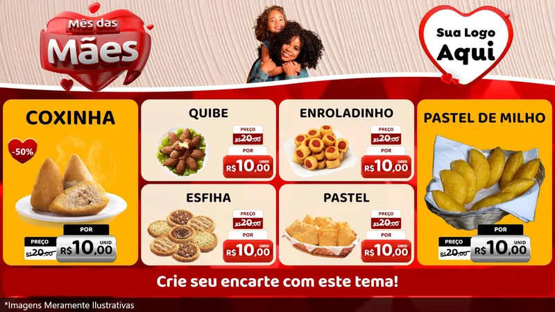 Modelo de TV para TV Horizontal com o tema Mês das Mães para Salgadaria