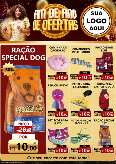 Modelo de Encarte para Encarte A4 Vertical com o tema Fim de Ano de Ofertas para Pet Shop
