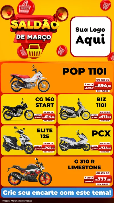 Modelo de TV para TV Vertical com o tema Saldão de Março para Concessionaria de Motos
