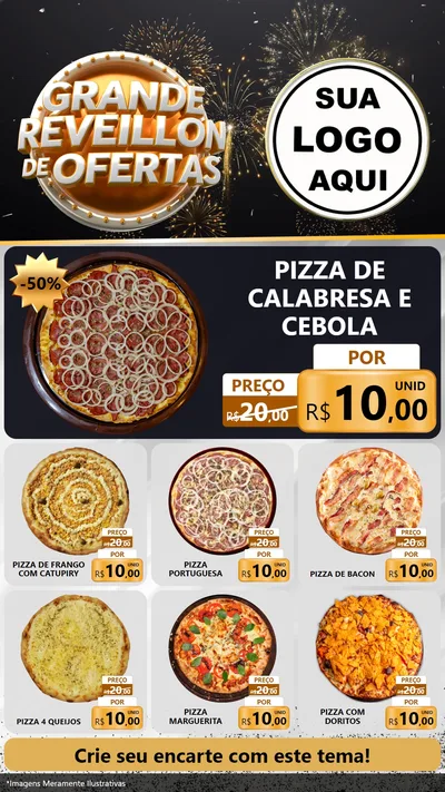 Modelo de Rede Social para Stories com o tema Grande Réveillon de Ofertas para Pizzaria