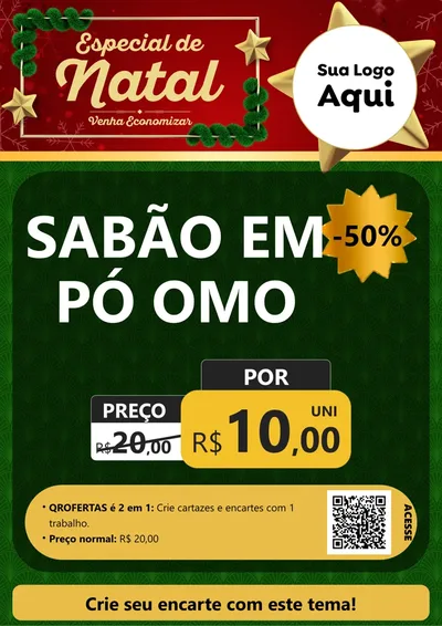 Modelo de Cartaz para Cartaz A4 Vertical com o tema Especial de Natal para Produtos de Limpeza