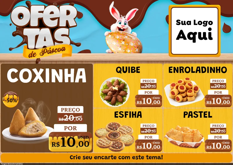 Modelo de Encarte para Encarte A4 Horizontal com o tema Ofertas de Páscoa para Salgadaria