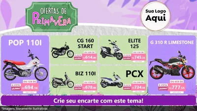 Modelo de TV para TV Horizontal com o tema Ofertas de Primavera para Concessionaria de Motos
