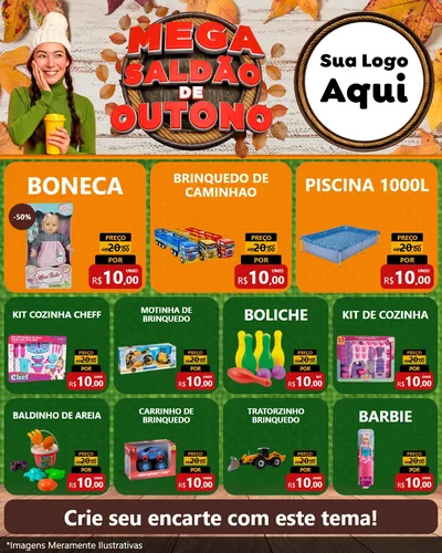 Modelo de Rede Social para Feed Instagram com o tema Mega Saldão de Outono para Brinquedos