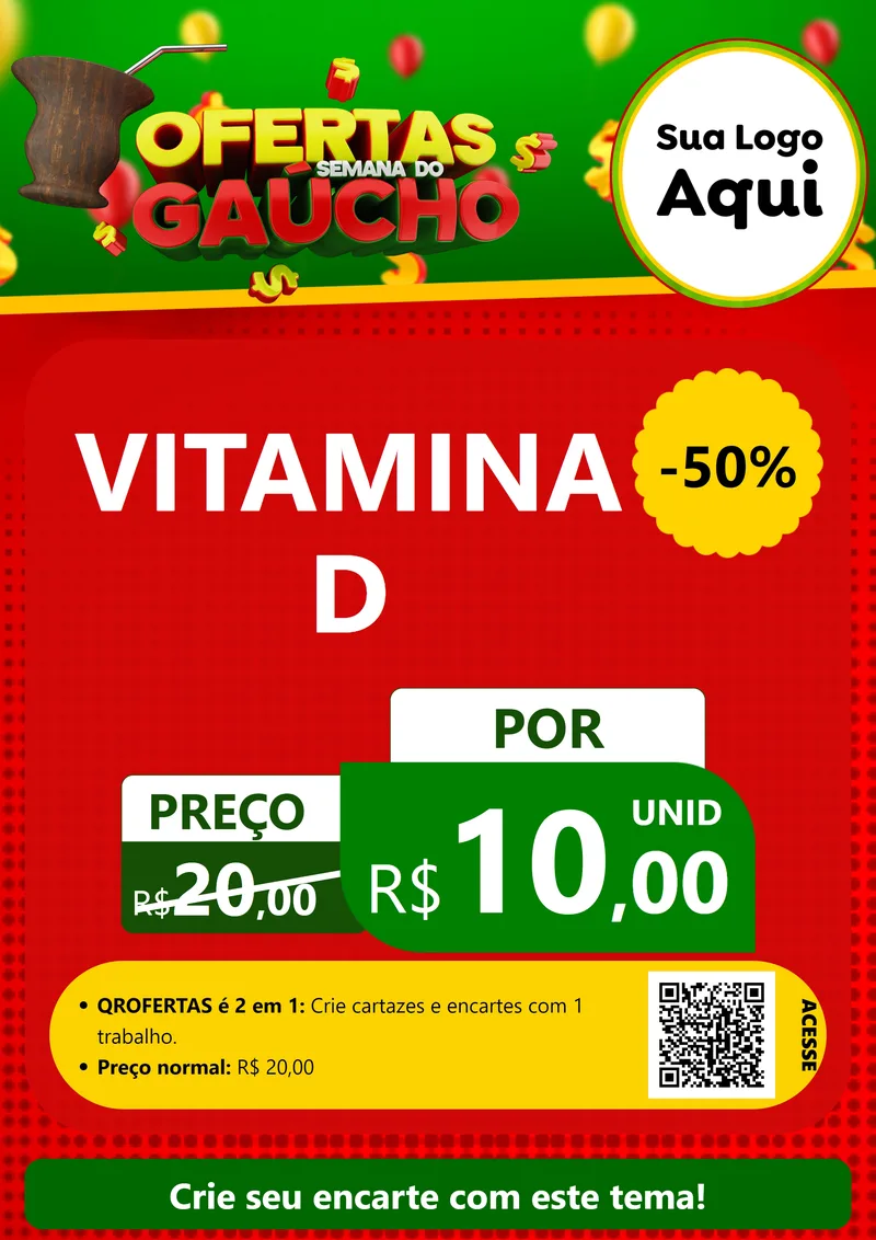 Modelo de Cartaz para Cartaz A4 Vertical com o tema Ofertas Semana Do Gaúcho para Farmácia